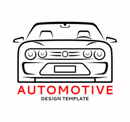 Obraz premium Car silhouette, outlined contour, logo design. Vector illustration