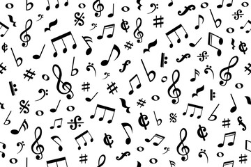 Seamless pattern background with musical notes and icons
