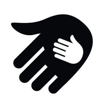 Helping hands. Vector illustration on black background