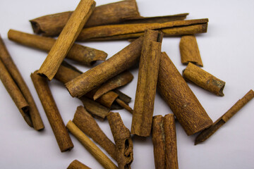 Cinnamon rolls lie on a white table