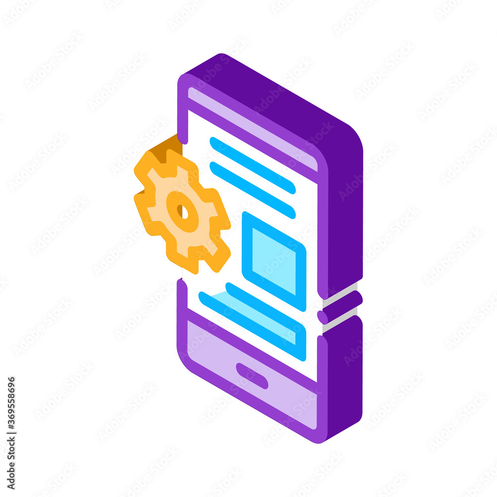 Poster web site adaptive for phone icon vector. isometric web site adaptive for phone sign. color isolated 