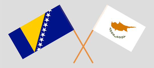Crossed flags of Bosnia and Herzegovina and Cyprus