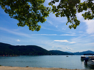 Italian lake, blue sky