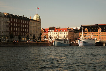 Obraz premium Denmark. Copenhagen. Houses and streets of Copenhagen. City autumn landscape. September 19, 2018