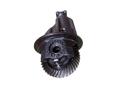 Car rear axle reducer on isolated white background. New spare parts.