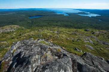 Grand taiga lake view from above