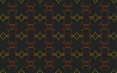 Geometric background from a pattern of contours and lines in the ethnic style of the peoples of Africa. Vector graphics on a black background.