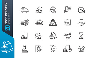 food delivery icon set