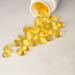 Fish oil on a white background