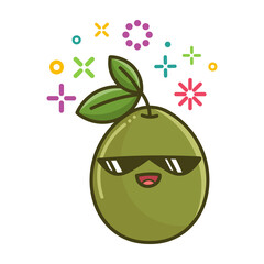 kawaii smiling green olive illustration