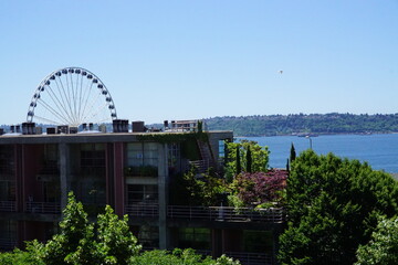 Fototapeta premium Parts of the Seattle city against the sky