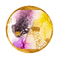 Tenderness in pastel colours. Unique creativity. Inspired by the Sky. Abstract painting with golden swirls. Popular trendy artistic design. Masterpiece of designing art, oriental paper texture.