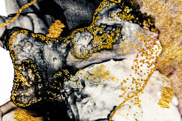 Golden swirl, tropical colors- beautiful painting. ART&GOLD. Masterpiece of designing art, exotic paper texture. Oriental pattern, ancient drawing. Popular trendy artistic design. 