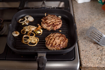 Homemade Burger sandwich with fries 