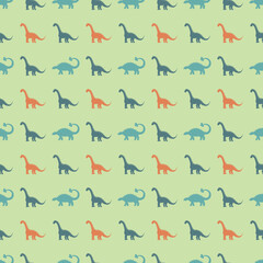 Seamless pattern with dinosaurs silhuettes. Creative vector childish background for fabric, textile