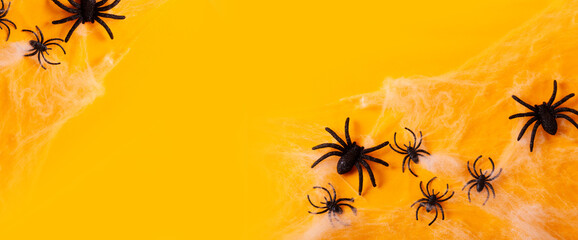 Halloween scene on orange background