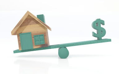 3d illustration of the cost of a home mortgage