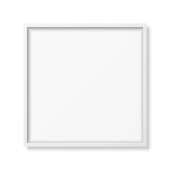 Vector 3d Realistic Square White Wooden Simple Modern Frame Icon Closeup Isolated on White. It can be used for presentations. Design Template for Mockup, Front View