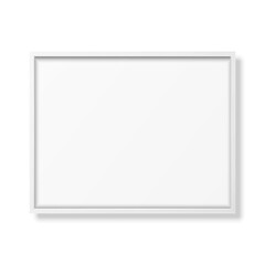 Vector 3d Realistic Horizontal White Wooden Simple Modern Frame Icon Closeup Isolated on White. It can be used for presentations. Design Template for Mockup, Front View