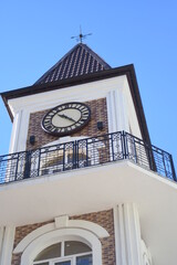 The clock tower isolated on blue sky
