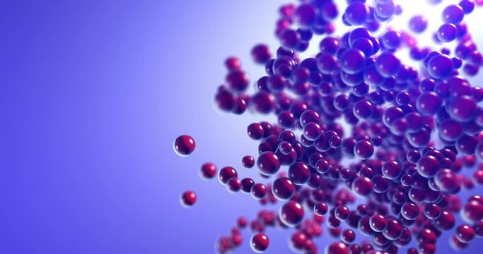 Abstract Shiny Red Spheres Slowly Rotating. Copy Space With Depth Of Field. Beautiful Abstract And Technology Related CG Animation.