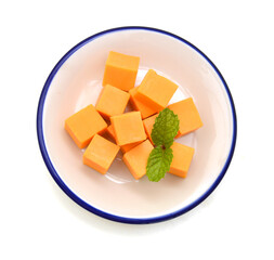 piece of cheese isolated on a white background