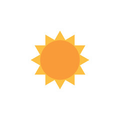 Sun Icon, sunshine yellow vector illustration. summer concept. Stock vector illustration isolated on white background.