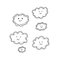 Foto auf Acrylglas Coloring book set of clouds with a smile. © murmurik