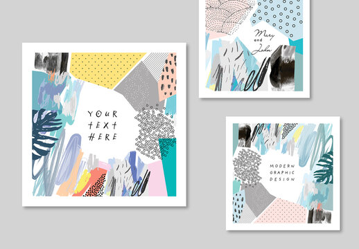 Set of Cards with Abstract Backgrounds