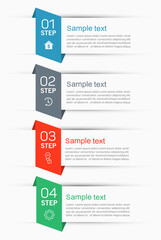 Vector infographics tab paper index template  for diagram, graph, presentation and chart. Business concept with 4 options, parts, steps or processes