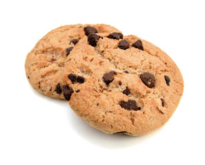Chocolate chips cookies isolated on white