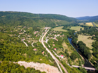 Fototapeta na wymiar Aerial view of Ritlite at Iskar River Gorge, Bulgaria