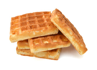 Freshly baked belgium waffles isolated on white background