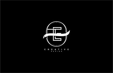 Obraz premium Monogram Label Tag Badge Swoosh Letter E Logo