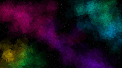 Low-Poly Deep Space Rainbow Galaxy with Triangle Stars