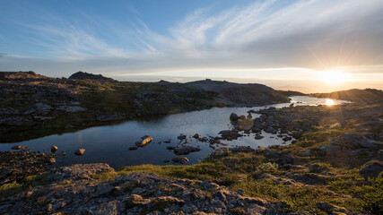 Fototapeta na wymiar Northern Norwegian mountains in midnight sun