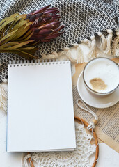 Blank white sheet. Watercolor notebook paper for desing, mockup. Rustic style