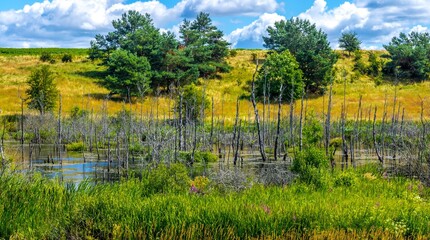 Krajobrazy polne z chmurami