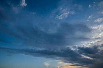 Naklejka na ściany i meble Cirrus clouds in the morning (evening) blue sky.