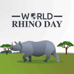 World Rhino Day Vector Illustration