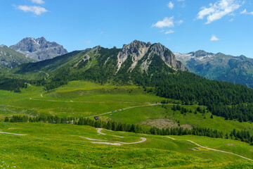 Fototapeta na wymiar Mountain landscape along the road to Crocedomini pass
