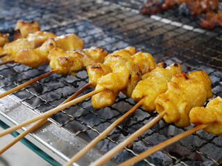 Malaysian famous traditional food called sate. Meat or chicken marinated with mix spices and grill...