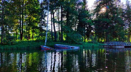broken boats on coast in park
