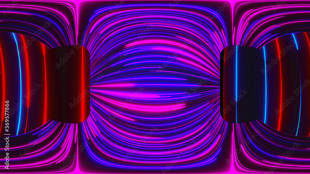 Poster 3d rendering of hdri cart background. computer generated abstract composition of colored neon lines 