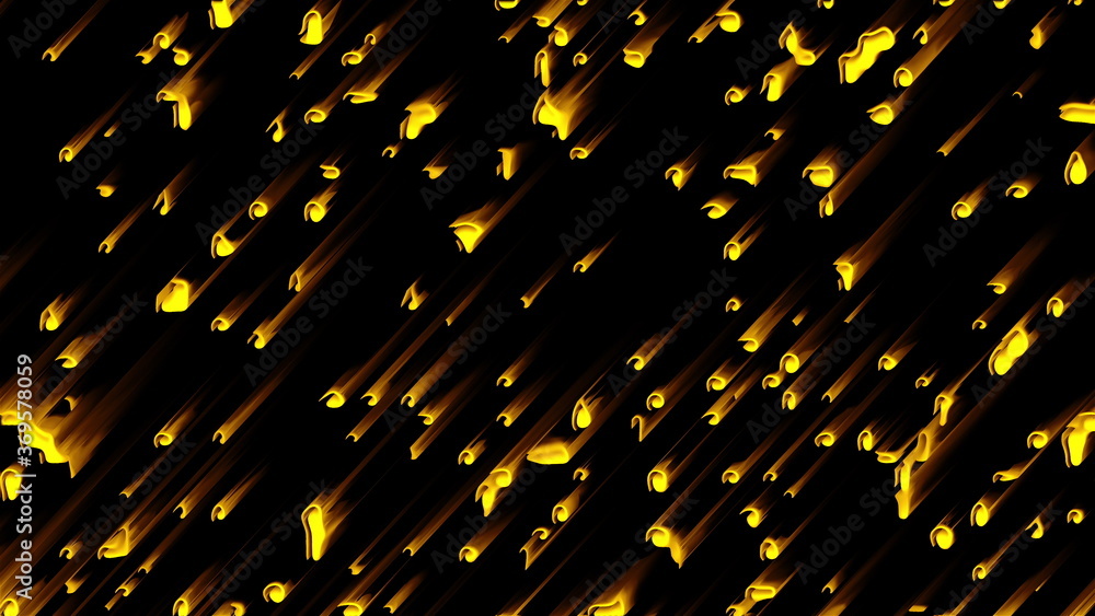 Poster many abstract comets fall at high speed, 3d rendering. virtual asteroid rain, computer generated bac