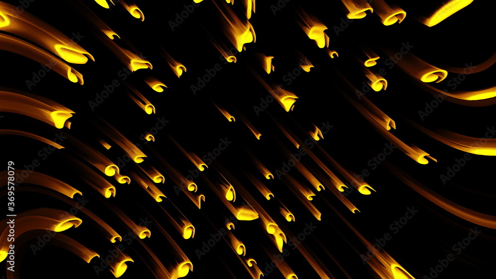 Poster many abstract comets fall at high speed, 3d rendering. virtual asteroid rain, computer generated bac