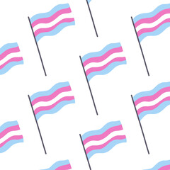 transgender flag, lgbtq flag seamless doodle pattern, vector color illustration