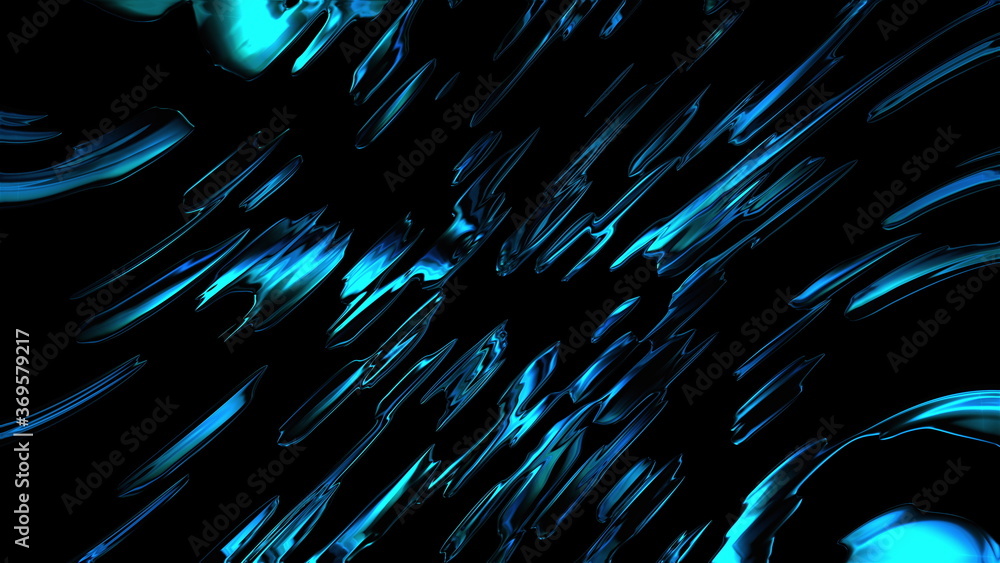 Poster computer generated the effect of flying water sprays. 3d rendering virtual backdrop