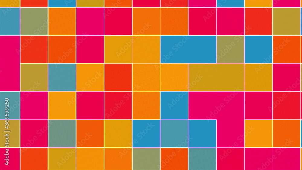 Poster colored mosaic background, computer generated. surface of multi-colored blocks. 3d rendering of dyna