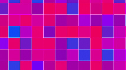 Colored mosaic background, computer generated. Surface of multi-colored blocks. 3d rendering of dynamic geometric style